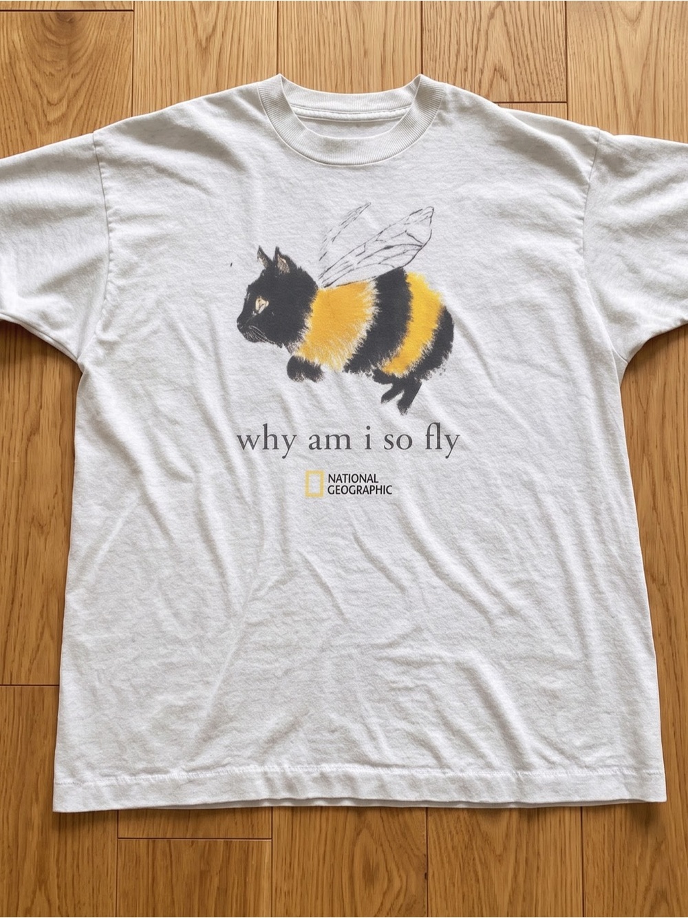 National Geographic Kids White Tee with Bumblebee-Cat Graphic